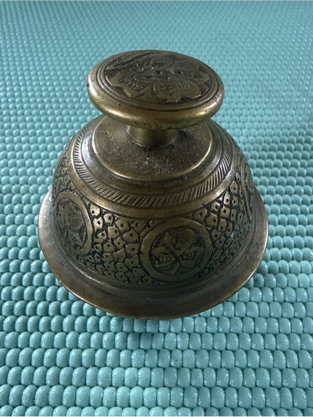 Solid Brass Elephant Claw Bell. Ornate.